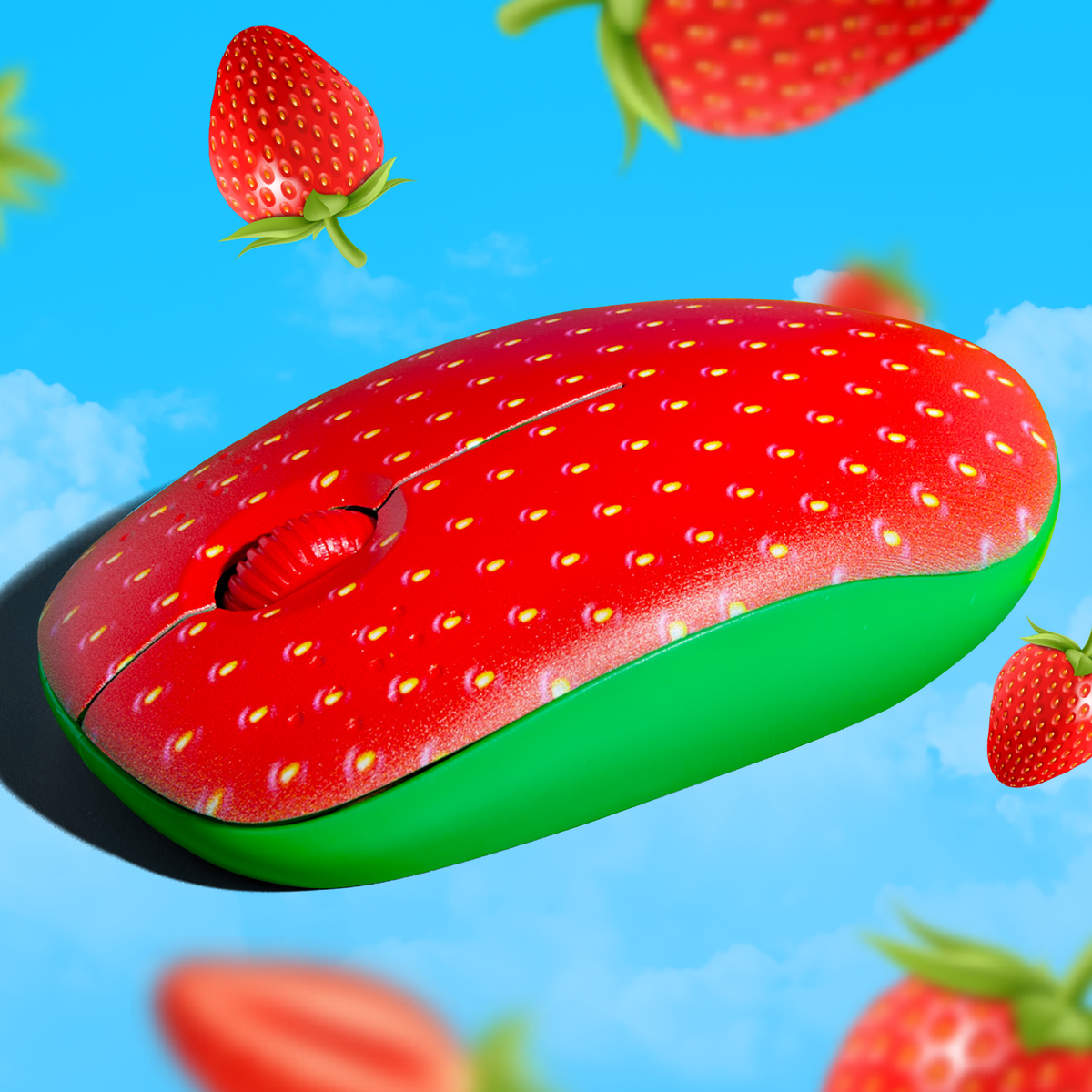 Fruit Computer Mouse Strawberry Wireless Computer Mouse - Mustard London