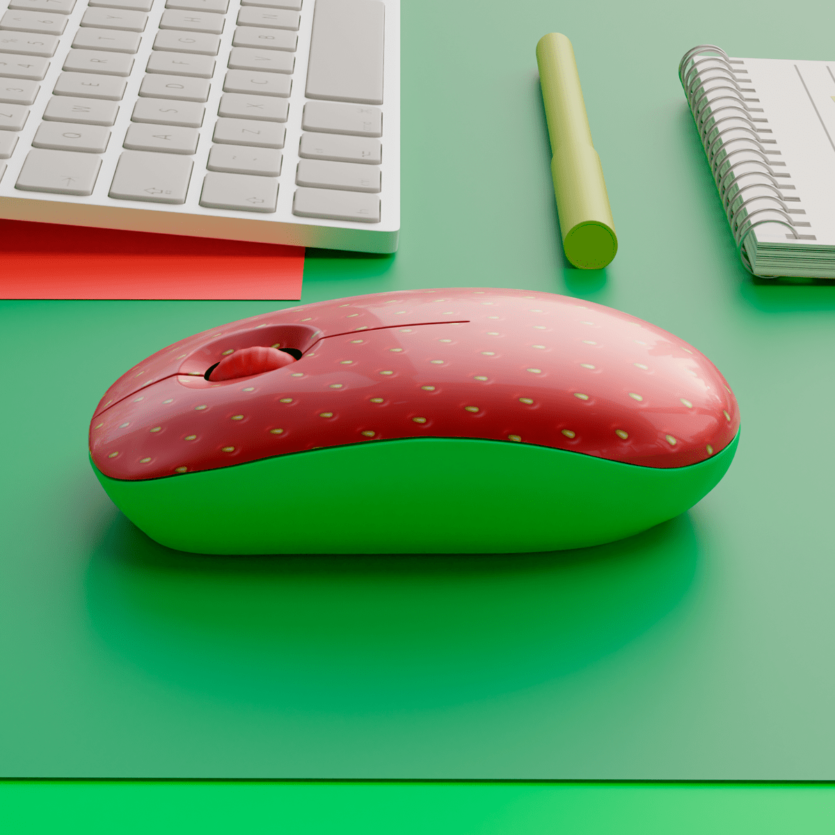 Strawberry Wireless Computer Mouse Mustard London